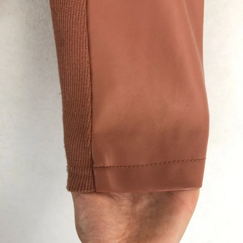 *SOLD* Marc New York Size Medium Pink Faux Leather Full Zip Long Sleeve Jacket - Picture 3 of 10